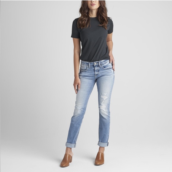 [SOLD] Silver Jeans - Boyfriend Mid Rise Slim Leg - Picture 1 of 11